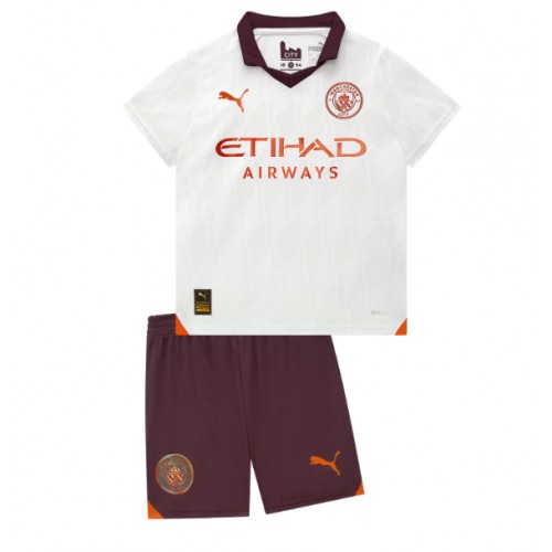 Fotballdrakt Barn Manchester City Bortedraktsett 2023-24 Kortermet (+ Korte bukser)
